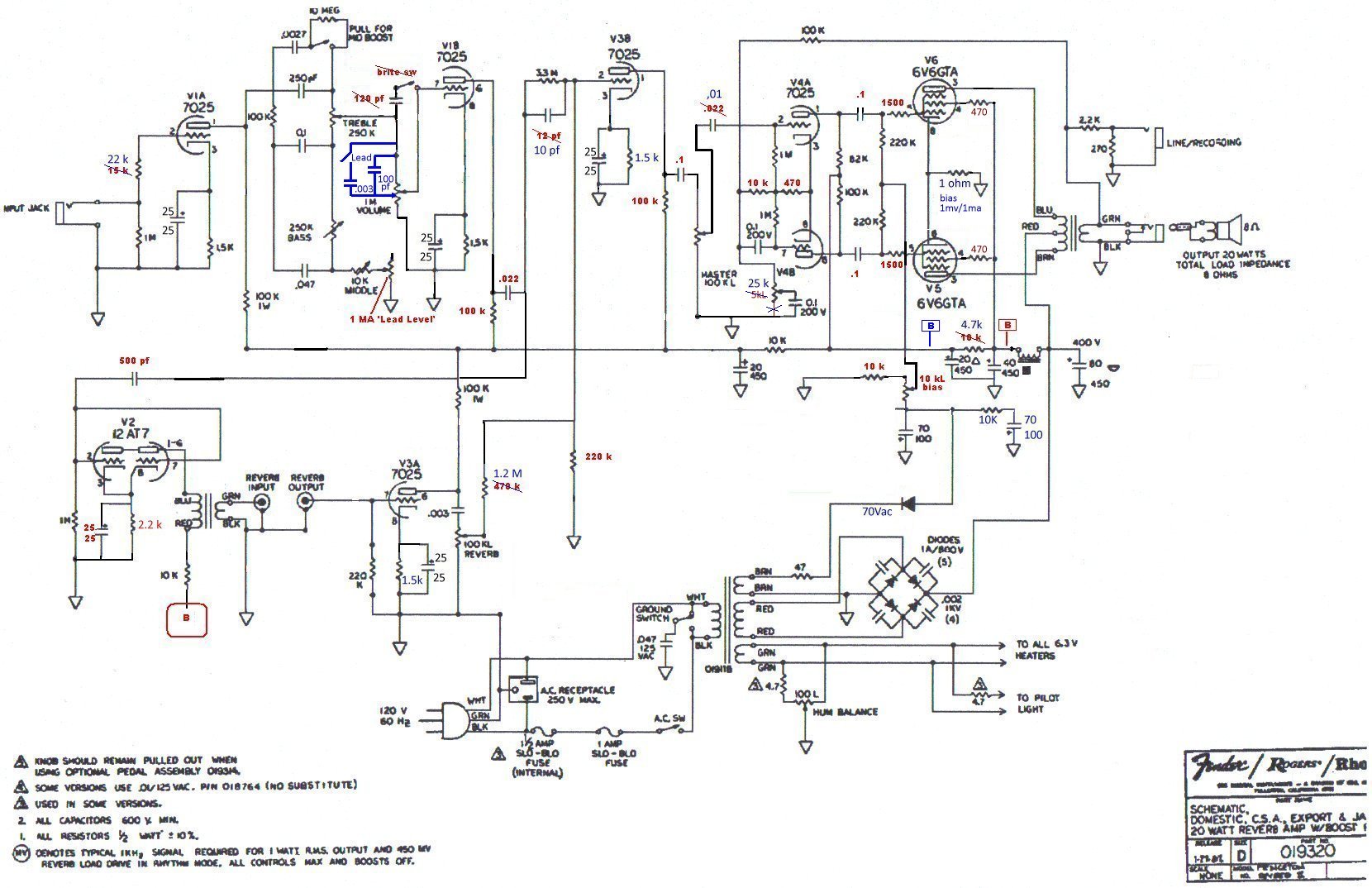 Schematic princeton reverb changing Princeton